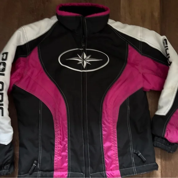 POLARIS Pink Black White 2011Snowmobile Winter Jacket - Youth Large 14/16